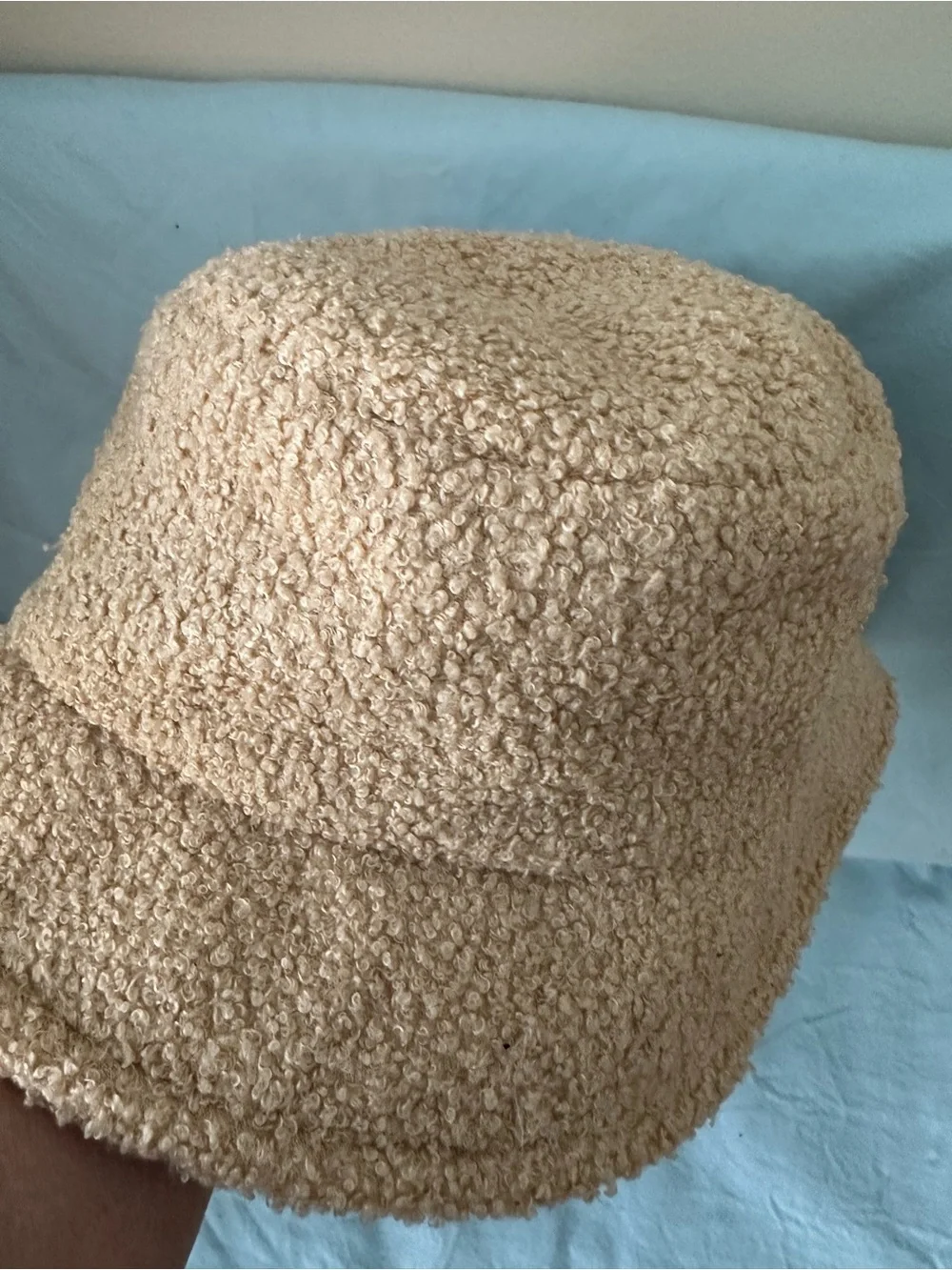 Hello Kitty Embroidered Beige Fuzzy Bucket Hat